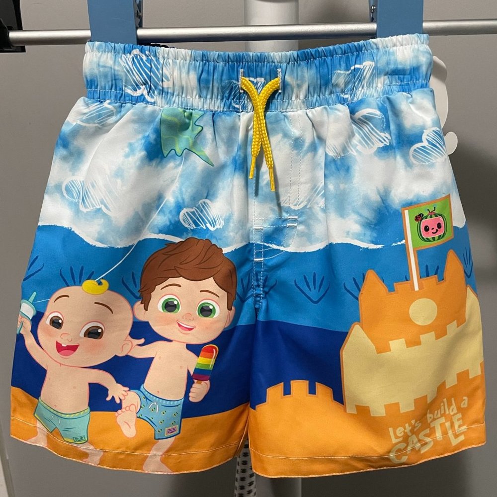 TODDLER BOYS COCO MELON SWIM TRUNKS, SWIM SHORTS SZ 3T. UPF 50+